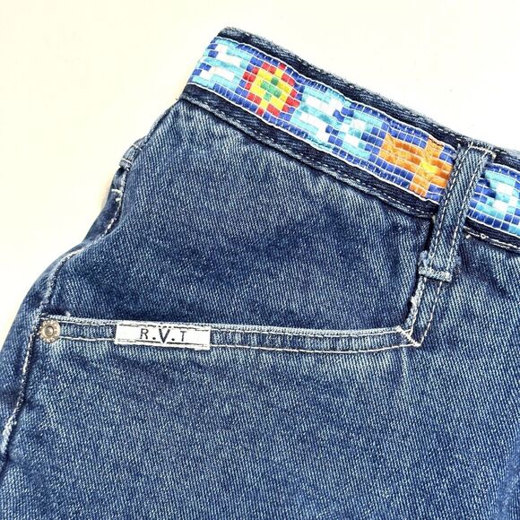 R.V.T. Jean Co Size 9/10 Womens Juniors Jeans Blue Straight Leg Embroidered Y2K - Picture 10 of 16